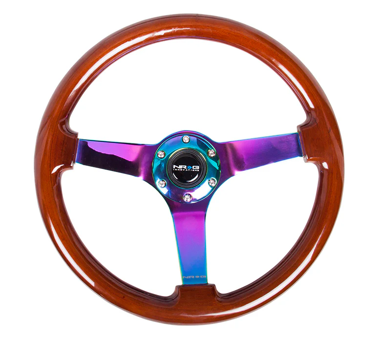 350MM 3" DEEP DISH WOOD GRAIN STEERING WHEEL - Image 4