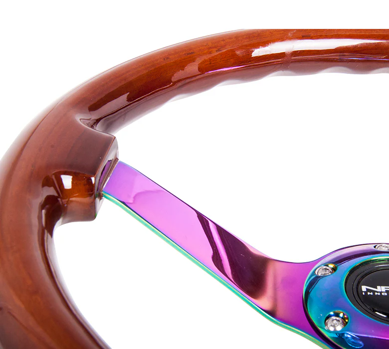 350MM 3" DEEP DISH WOOD GRAIN STEERING WHEEL - Image 6