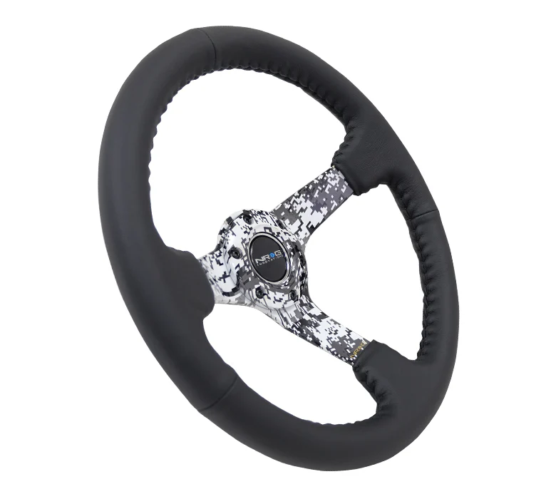 350MM DEEP DISH STEERING WHEEL LEATHER SOLID SPOKE - Image 14