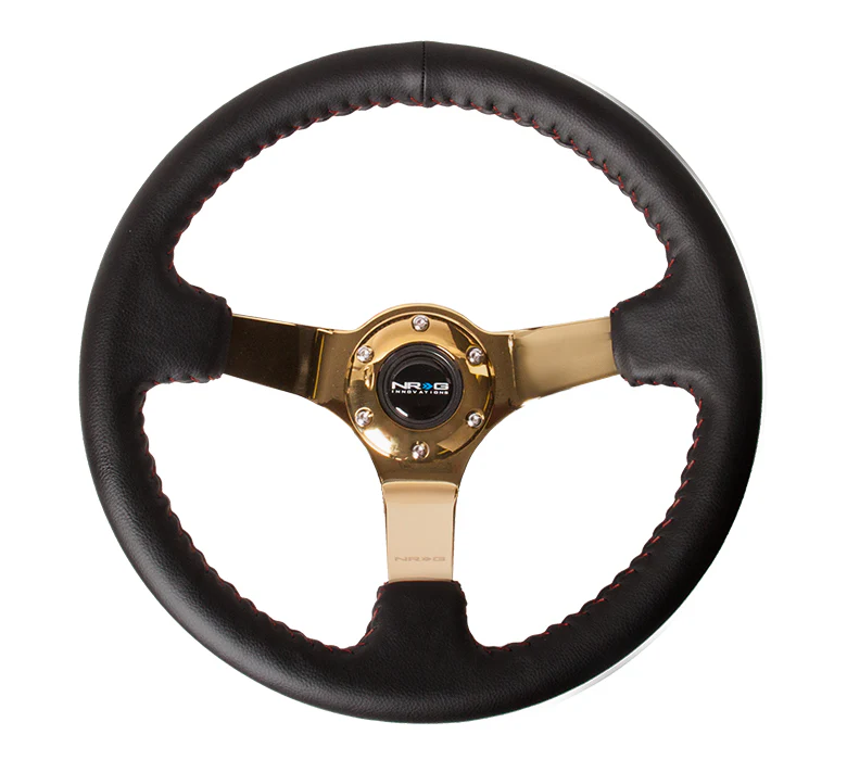 350MM DEEP DISH STEERING WHEEL LEATHER SOLID SPOKE - Image 17