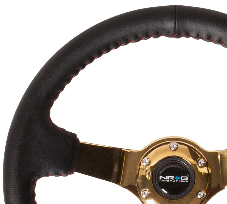 350MM DEEP DISH STEERING WHEEL LEATHER SOLID SPOKE - Image 18