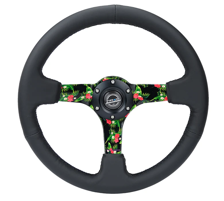 350MM DEEP DISH STEERING WHEEL LEATHER SOLID SPOKE - Image 19