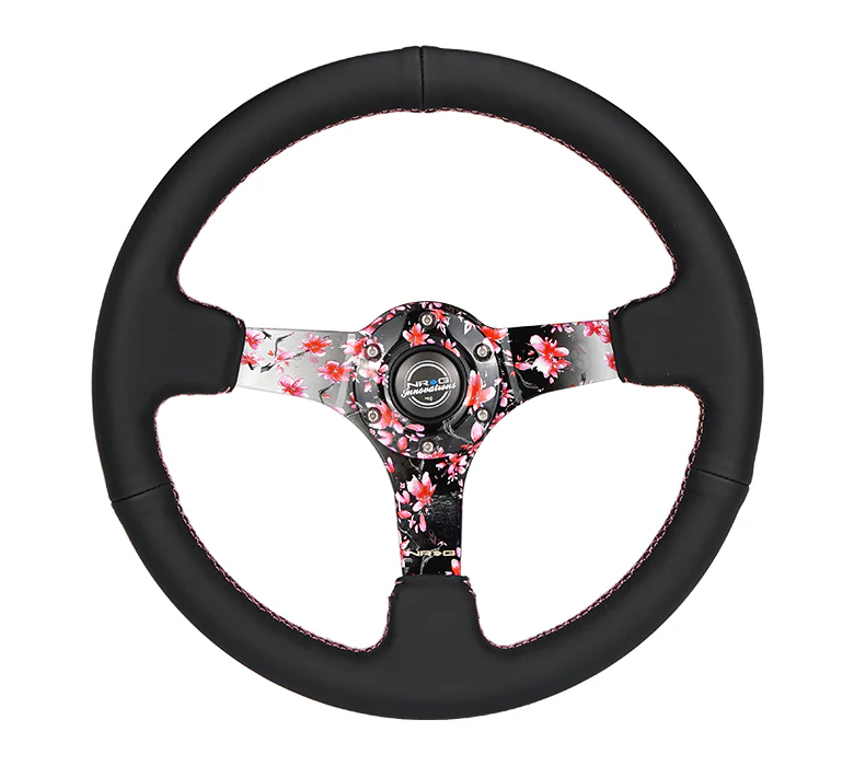 350MM DEEP DISH STEERING WHEEL LEATHER SOLID SPOKE - Image 23