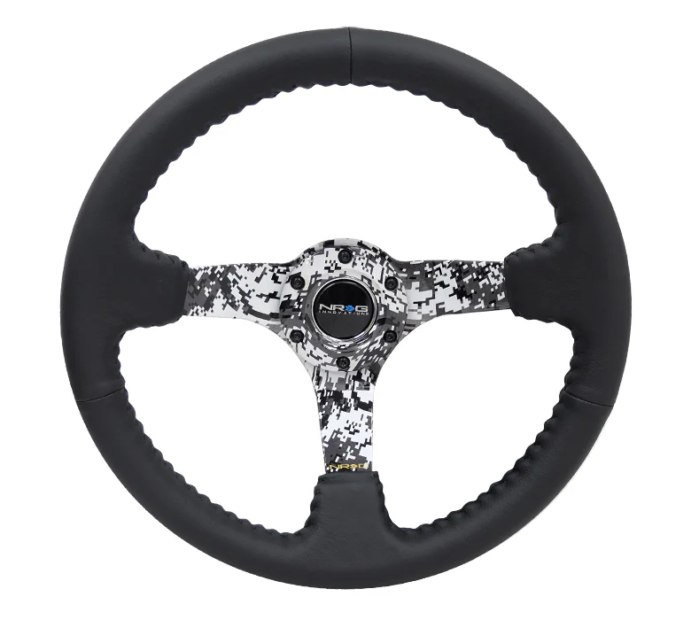350MM DEEP DISH STEERING WHEEL LEATHER SOLID SPOKE - Image 5