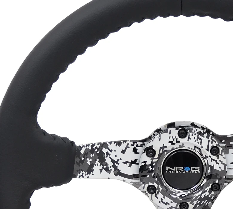 350MM DEEP DISH STEERING WHEEL LEATHER SOLID SPOKE - Image 7