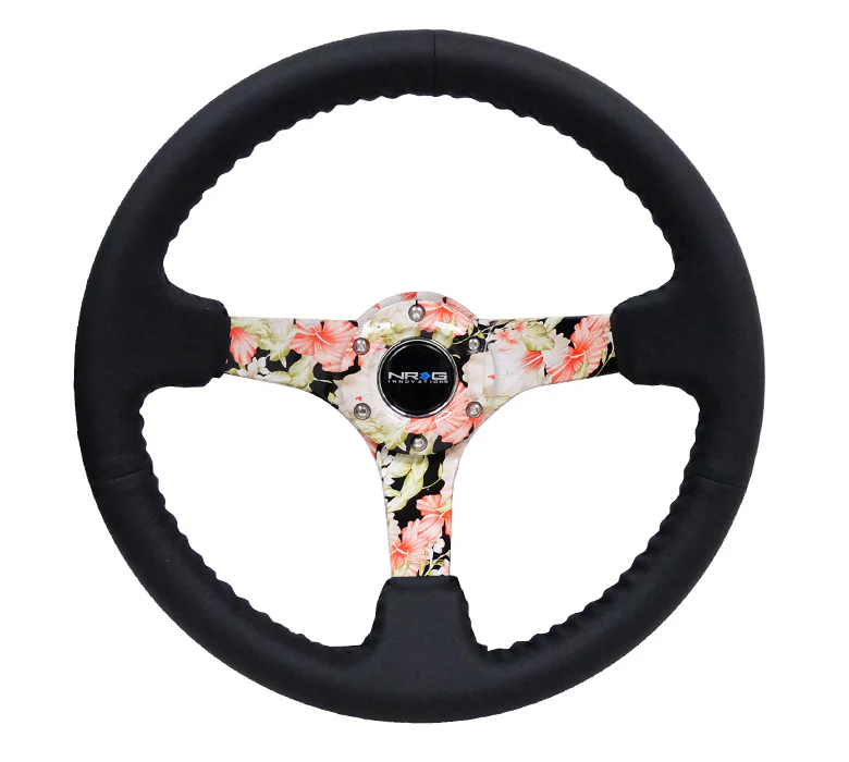 350MM DEEP DISH STEERING WHEEL LEATHER SOLID SPOKE - Image 9