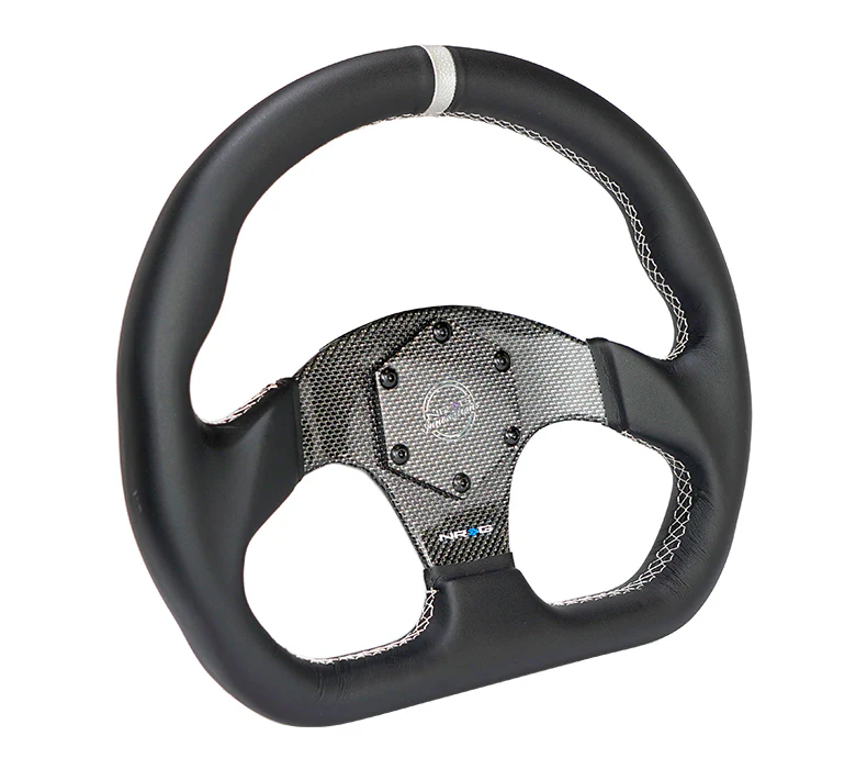 FLAT BOTTOM CARBON FIBER CENTER LEATHER STEERING WHEEL - Image 11