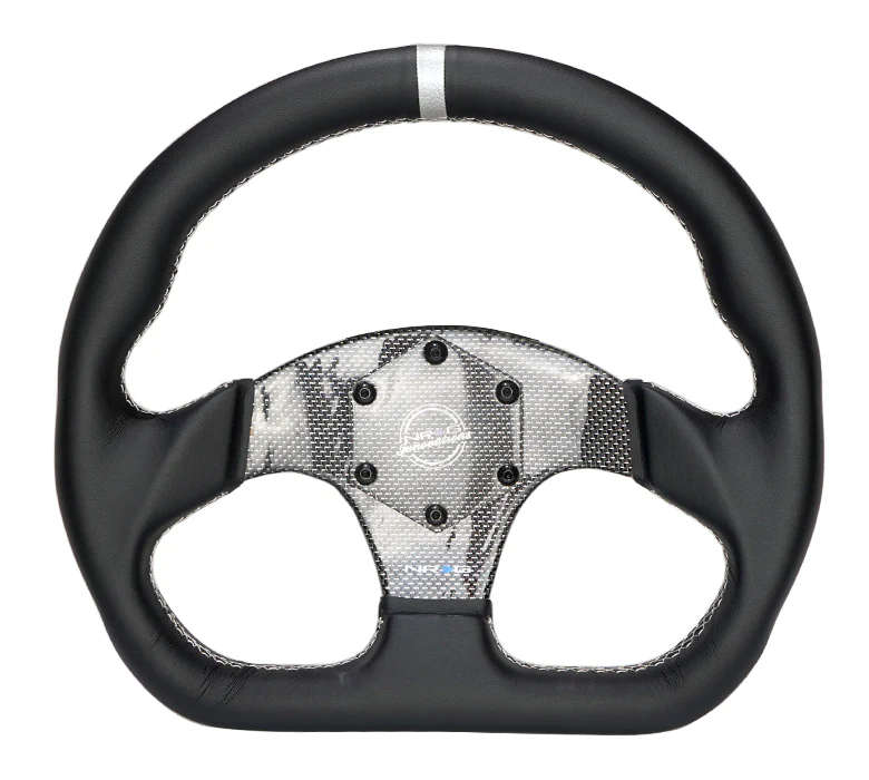 FLAT BOTTOM CARBON FIBER CENTER LEATHER STEERING WHEEL - Image 12