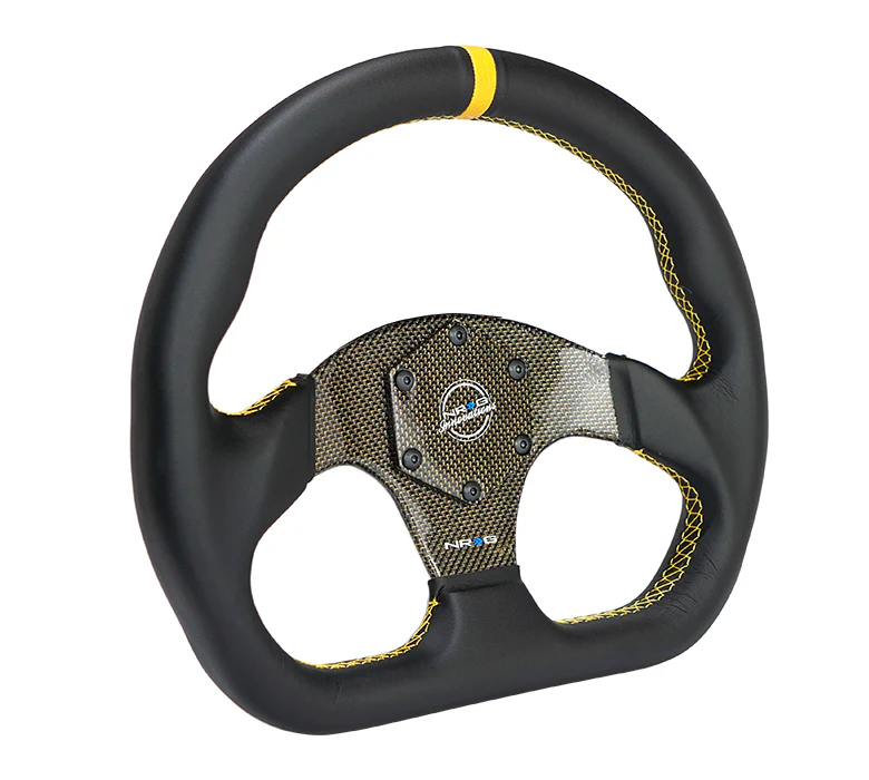 FLAT BOTTOM CARBON FIBER CENTER LEATHER STEERING WHEEL - Image 14