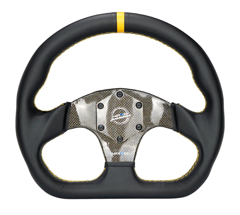 FLAT BOTTOM CARBON FIBER CENTER LEATHER STEERING WHEEL - Image 15