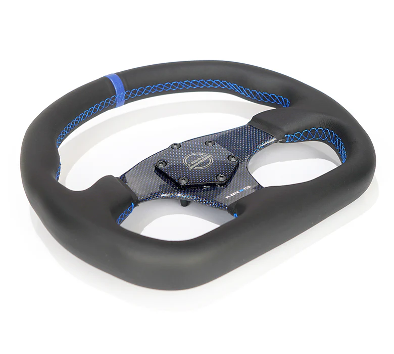 FLAT BOTTOM CARBON FIBER CENTER LEATHER STEERING WHEEL - Image 3