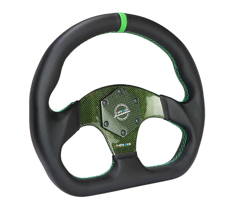 FLAT BOTTOM CARBON FIBER CENTER LEATHER STEERING WHEEL - Image 5
