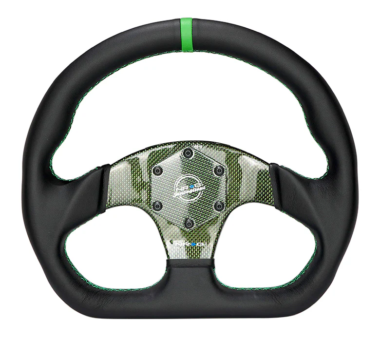 FLAT BOTTOM CARBON FIBER CENTER LEATHER STEERING WHEEL - Image 6