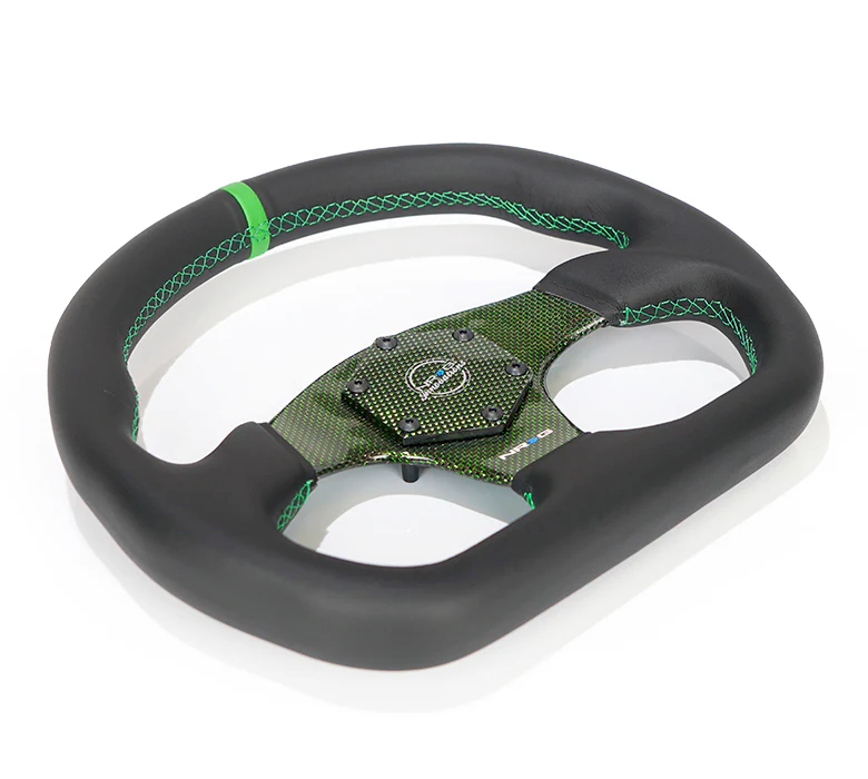 FLAT BOTTOM CARBON FIBER CENTER LEATHER STEERING WHEEL - Image 7