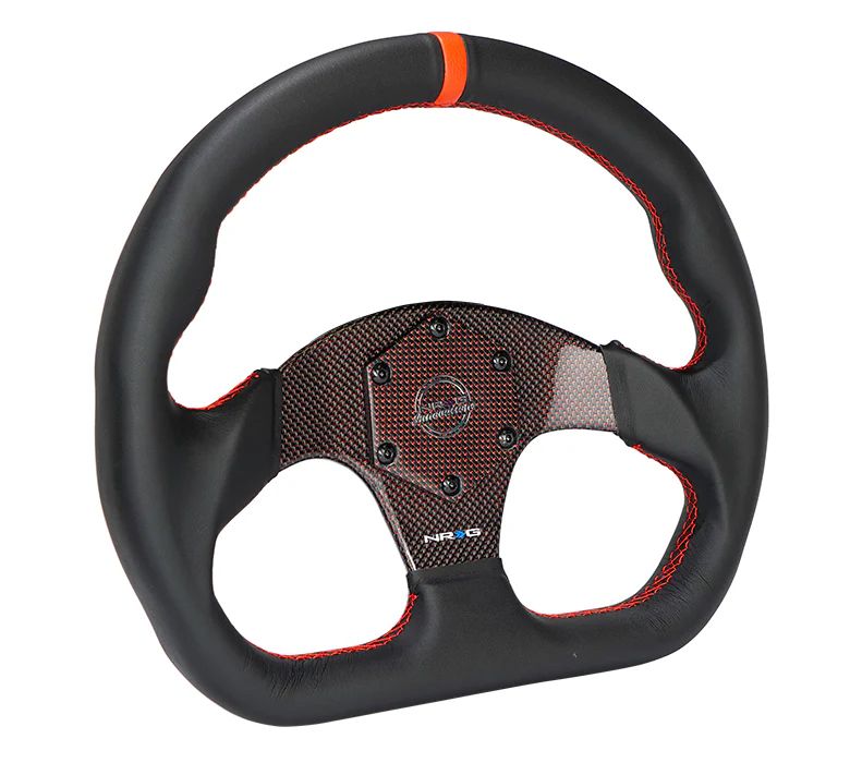 FLAT BOTTOM CARBON FIBER CENTER LEATHER STEERING WHEEL - Image 8