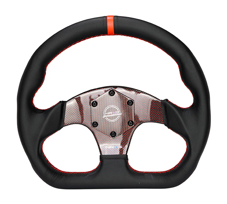 FLAT BOTTOM CARBON FIBER CENTER LEATHER STEERING WHEEL - Image 9